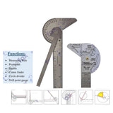 Multi-Purpose Stainless Steel Gauge – Protractor, Rule, Centre Finder & Drill Point Gauge (All-in-One Tool)