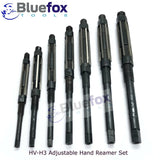 🔩 7 PCS Adjustable Hand Reamer Set HV to H3 | 1/4" to 15/32" Adjustable Reamers in Wooden Box | Carbon Steel Blades | Bluefox Tools