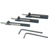 Set of 3 Mini Parting Tool Holders with HSS Blades (6mm, 8mm & 10mm) for Unimat, Emco & Mini Lathes | Cut Off Tool Set