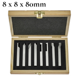 8 Pc HSS Lathe Form Tool Set 8 x 8 x 80mm | M2 Grade High Speed Steel Turning, Boring, Parting & Threading Tools with Wooden Box