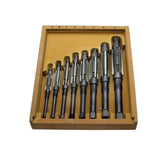 BlueFox Tools 8 Pcs Adjustable Hand Reamer Set H4–H11 (15/32" to 1-1/16" / 11.9–27mm) | Carbon Steel Adjustable Reamers with Wooden Storage Box