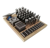 Blue Fox Tools 56 Pcs Jumbo Dapping Punch Set with Doming Block, Swage Block & Horn Anvil | Jewelry Forming & Metalsmith Kit