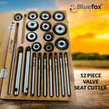 BLUEFOX 12 Pcs Valve Seat & Face Cutter Set | Vintage Car & Motorcycle Engine Valve Seat Cutter Kit with Guides & Storage Box