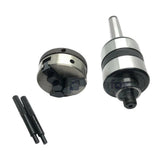 BLUEFOX Revolving Live Centre MT3 with 50mm 3-Jaw Chuck | Hardened Steel Precision Tailstock Centre for Wood Lathe & Metalworking Lathes