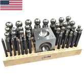 💎 BLUEFOX TOOLS 36-Piece Jewellery Dapping & Doming Block Set | Hardened Steel Punches 3.5–25mm