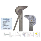 Multi-Purpose Protractor Square Rule Center Finder Divider & Drill Point Gauge | Stainless Steel Engineering Measuring Tool