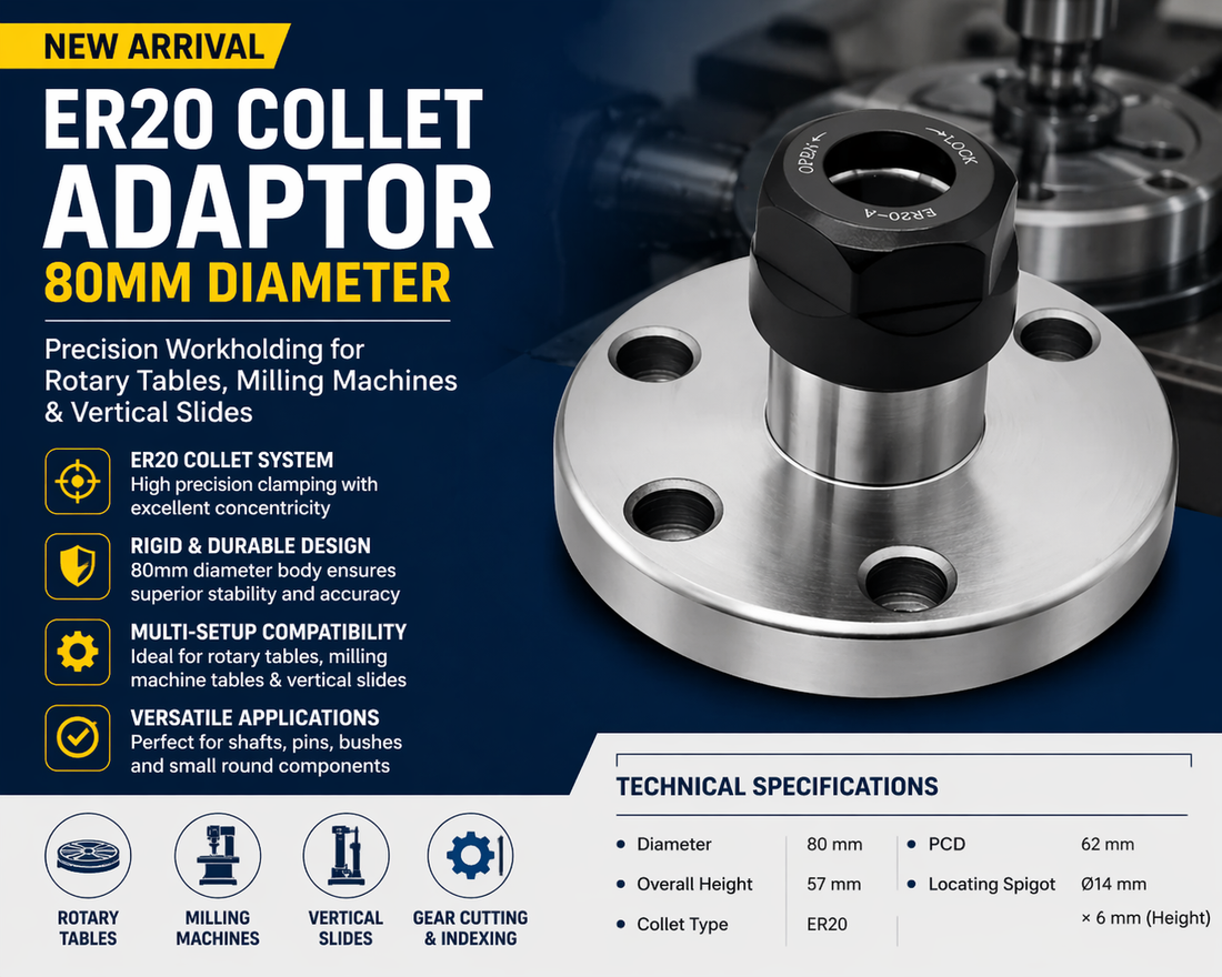 New Arrival 🚀 ER20 Collet Adaptor 80mm Diameter | Precision Workholding Solution ⚙️