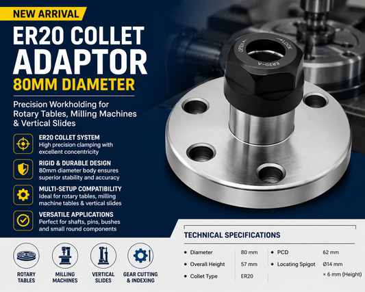 New Arrival 🚀 ER20 Collet Adaptor 80mm Diameter | Precision Workholding Solution ⚙️