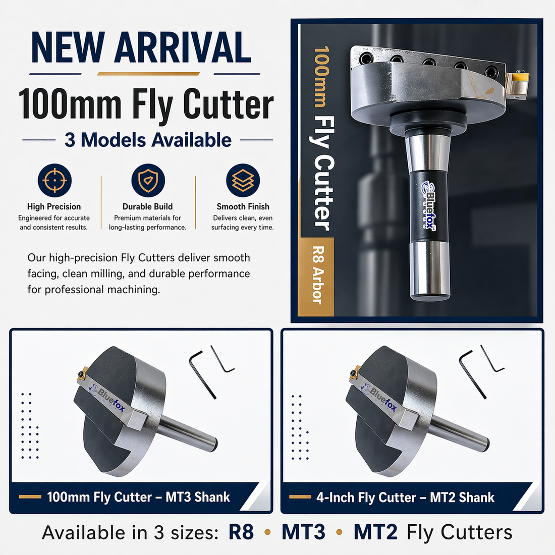 🔧 100mm Fly Cutter – R8, MT3 & MT2 Shank | Precision Surface Milling Tool