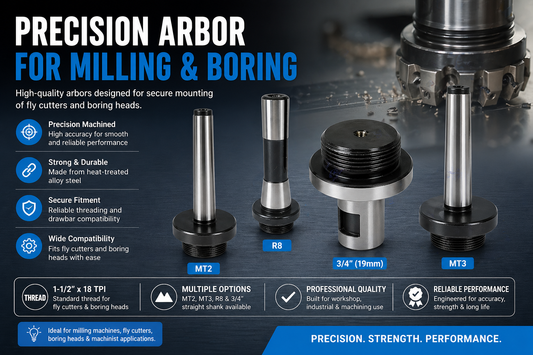 🔧 Precision Arbor for Fly Cutter & Boring Head | MT2 / MT3 / R8 / 3⁄4” (19mm) | 1-1/2” × 18 TPI