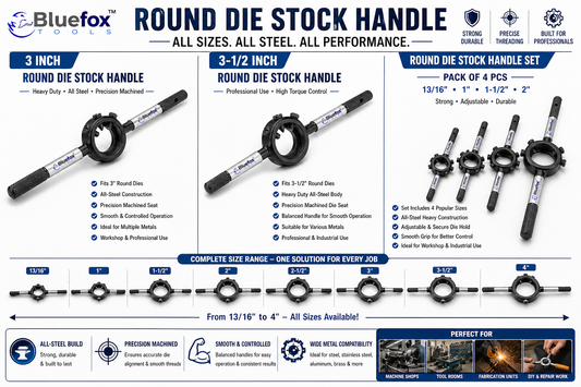 🔧 Round Die Stock Handle – Heavy Duty All-Steel External Threading Tool | Bluefox Tools