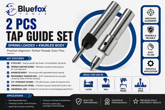 Bluefox Tools Spring Center Tap Guide Set (2 PCS) | Precision Tapping Alignment Tool for Lathe, Mill & Drill Press