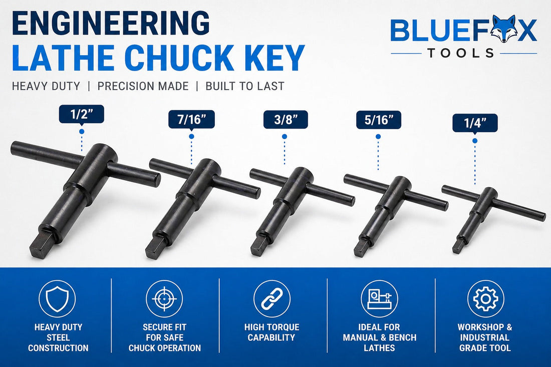 🔧 Engineering Lathe Chuck Key – Heavy Duty Square Head Chuck Spanner | Multiple Sizes | Bluefox Tools