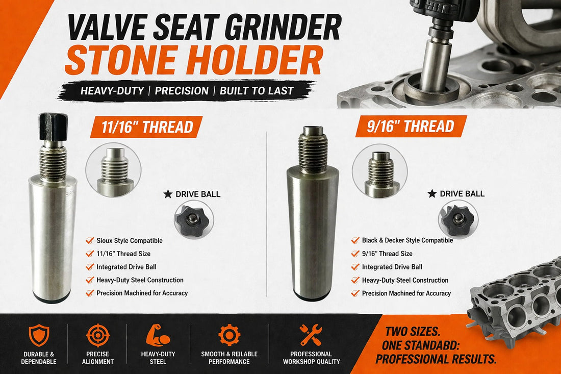 🔧 Valve Seat Grinder Stone Holder – 11/16″ & 9/16″ Thread with Drive Ball | Heavy-Duty Engine Tool | Bluefox Tools