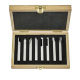 BLUEFOX TOOLS 8mm HSS Tool Bit Set (8-Piece) | Pre-Ground Lathe Turning & Facing Cutter Tools with Wooden Storage Box