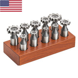 🔧 10PC HSS Woodruff Key Cutter Set with Wooden Stand – 1/2" Shank Keyseat & Keyway Milling Cutters