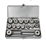 🔧 26PC ENGINE VALVE SEAT CUTTER SET – HCS HIGH CARBON STEEL VALVE SEAT REFACING KIT | 15 CUTTERS + 8 PILOTS + ARBOR + T-HANDLES