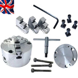 80mm 3 Jaw Self Centering Chuck with Backplate for 3" & 4" Rotary Tables | Includes T-Nuts | Bluefox Tools | UK STOCK