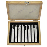 8 Pc HSS Ground Lathe Tool Set 8mm Turning Form Cutting Tools in Wooden Box Bluefox | UK STOCK