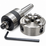 BLUEFOX TOOLS MT3 Live Revolving Tailstock Center with 70mm 4-Jaw Independent Lathe Chuck, M14 x 1 Thread, Ball Bearing Center for Metal Lathe | UK STOCK