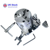 80mm Horizontal Vertical Rotary Table with 80mm 3-Jaw Self Centering Chuck, T-Nuts & Bolts | Milling Indexing Table Kit | BLUEFOX TOOLS