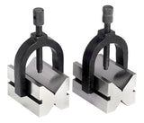Precision Engineers V-Block Clamp Set | Matched Pair V Blocks with Clamps | 1-5/8" x 1-1/4" x 1-1/4" | Hardened Steel | Wooden Box