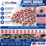 🔧 36PC SIOUX VALVE SEAT GRINDING STONES SET – 80 GRIT PINK ALUMINUM OXIDE | 11/16" THREAD | VALVE GRINDING WHEELS | USA STOCK