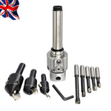 MT3 Boring Head Kit 38mm 1.5" Precision Boring Head with 5 Carbide Boring Bars & 3 Fly Cutters, M12 x 1.75 Drawbar, M14 x 1 Mounting Thread | UK STOCK