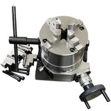 4" Rotary Table with 100mm 4 Jaw Self Centering Chuck & Backplate | Horizontal Vertical Milling Set | DE