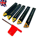 5 Piece 1/2" Indexable Turning Tool Set with TCMT Carbide Inserts | 12.5mm Lathe Tool Kit | UK STOCK