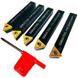 5 Piece 1/2" Indexable Turning Tool Set with TCMT Carbide Inserts | 12.5mm Lathe Tool Kit | UK STOCK