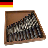 11 Pcs Adjustable Hand Reamer Set H4–H14 (15/32"–1-1/2") HSS Blades with Wooden Box | Bluefox Tools | DE