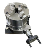 4" Horizontal Vertical Rotary Table with 100mm 4 Jaw Self Centering Chuck & Backplate | 4 Slot Milling Rotary Table | Bluefox Tools | UK STOCK