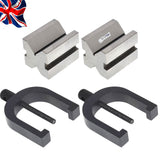 Precision Engineers V-Block & Clamp Set | Matched Pair Hardened Steel 90° V Blocks | Bluefox Tools | UK STOCK