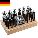 Jewellers 25 Piece Doming Block & Punch Set | Steel Dapping Set for Jewellery & Metal Forming | DE