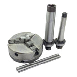 65mm (2-1/2") 3-Jaw Mini Lathe Chuck with MT1 & MT2 Arbors | M14 x 1 Thread | Self-Centering | Bluefox Tools | DE