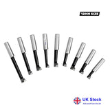 9 Piece Carbide Boring Bar Set 12mm Shank | Brazed Carbide Boring Head Tool Set for Milling Machines | Bluefox Tools | UK STOCK