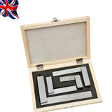 4-Piece Precision Engineers Steel Square Set – 2”, 4”, 6”, 8” Hardened & Ground Measuring Squares UK STOCK