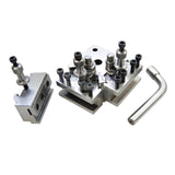 BlueFox Tools T37 Quick Change Tool Post Set | 4 Piece Dixon Type Toolpost with 2 Standard Holders & Vee Holder | For Myford ML7 & Super 7 Lathes