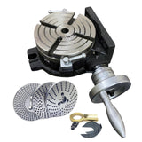 BlueFox Tools 6" (150mm) Precision Horizontal Vertical Rotary Table with Dividing Plate Set | MT2, 90:1 Gear Ratio, 4 Slot Indexing Table
