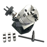 BlueFox Tools 4" (100mm) Tilting Rotary Table with 100mm 3 Jaw Self-Centering Chuck & Backplate | 36:1 Gear Ratio | Milling Machine Rotary Table