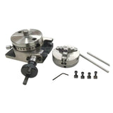 BlueFox Tools 3" (75mm) Horizontal Vertical Rotary Table with 65mm 3 Jaw Self Centering Chuck & Backplate | Milling Machine Rotary Table Set