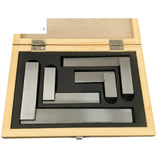 BlueFox Tools 4 Piece Engineers Try Square Set | 2", 3", 4" & 6" Precision Hardened Steel Machinist Squares with Wooden Storage Case