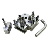 BlueFox Tools T37 Quick Change Tool Post Set | 4 Piece Dixon Type Toolpost with 2 Standard Holders & Vee Holder | For Myford ML7 & Super 7 Lathes