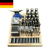 56 Pcs Jumbo Dapping Punch Set with Steel Swage Block, Doming Punches, Horn Anvil & Jewelry Forming Kit | DE