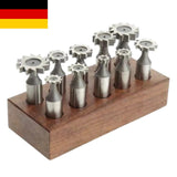 10 Piece HSS Woodruff Key Cutter Set with Wooden Stand | Keyseat Milling Cutters 1/2" Shank | DE