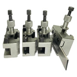 Quick Change Tool Post Holder Set – 2 Standard 16mm Holders + Parting Holder + Vee Boring Holder + 3/4" Parting Blade